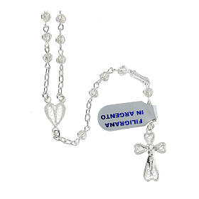 Silver filigree rosary, 0.16 in beads