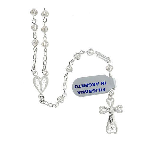 Silver filigree rosary, 0.16 in beads 1