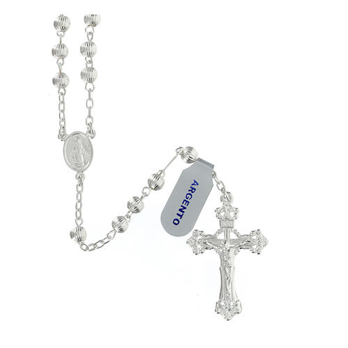Rosary in 925 silver with stripes Miraculous Medal 5 mm 1