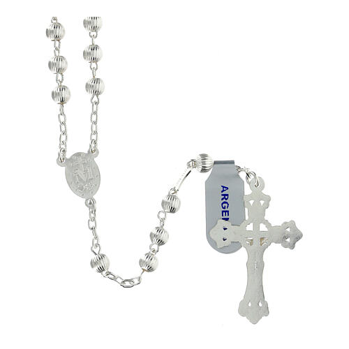 Rosary in 925 silver with stripes Miraculous Medal 5 mm 2