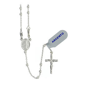 Rosary with 0.08 in cubic beads and Miraculous Medal, 925 silver