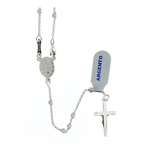 Rosary with 0.08 in cubic beads and Miraculous Medal, 925 silver 2