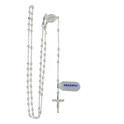 Rosary with 0.08 in cubic beads and Miraculous Medal, 925 silver 4