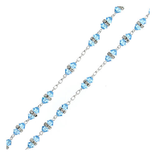 Rosario 5 mm cristallo celeste argento 925 3