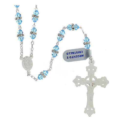 Rosary 5 mm light blue crystal 925 silver 2