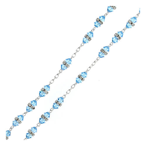 Rosary 5 mm light blue crystal 925 silver 3