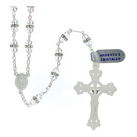 Rosary of 925 silver with white crystal beads of 0.2 in