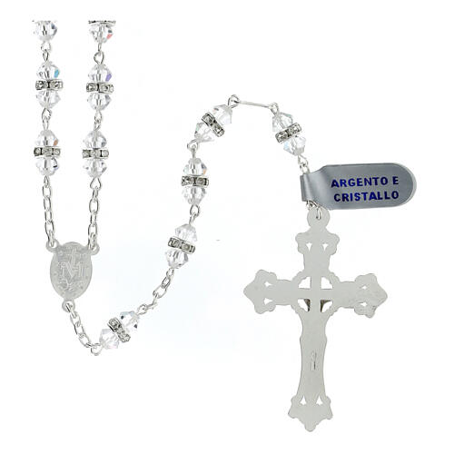 Rosary of 925 silver with white crystal beads of 0.2 in 2