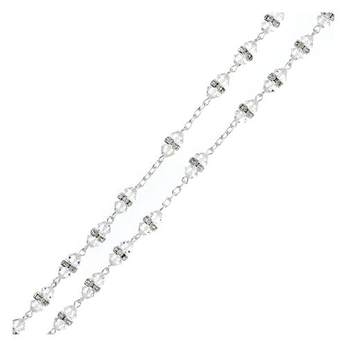 Rosary of 925 silver with white crystal beads of 0.2 in 3