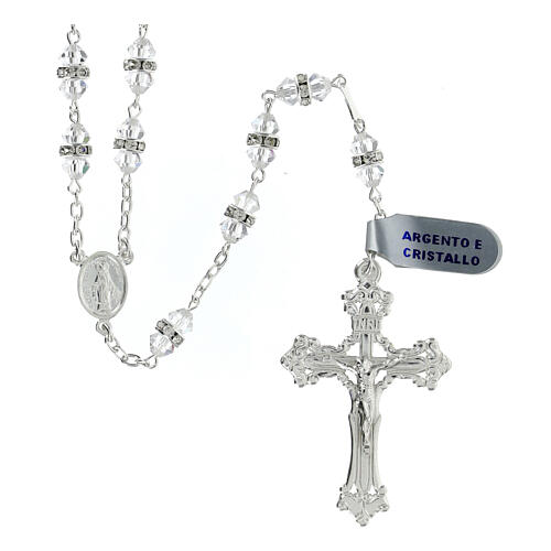 925 silver rosary white crystal 5 mm 1
