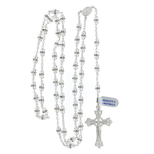 925 silver rosary white crystal 5 mm 4