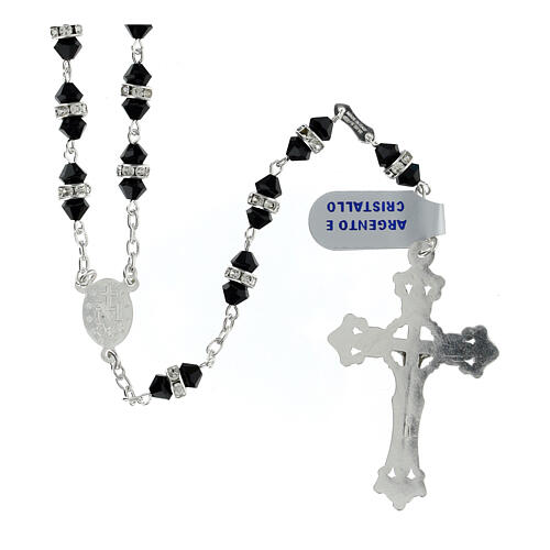 Rosary of 925 silver with black crystal beads of 0.2 in 2