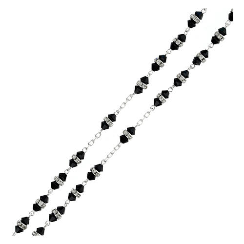 Rosary of 925 silver with black crystal beads of 0.2 in 3