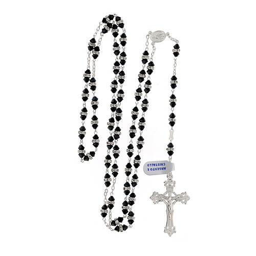 Rosary of 925 silver with black crystal beads of 0.2 in 4