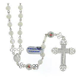 Mother-of-pearl rosary of Saint Rita with small roses, 0.2 in beads