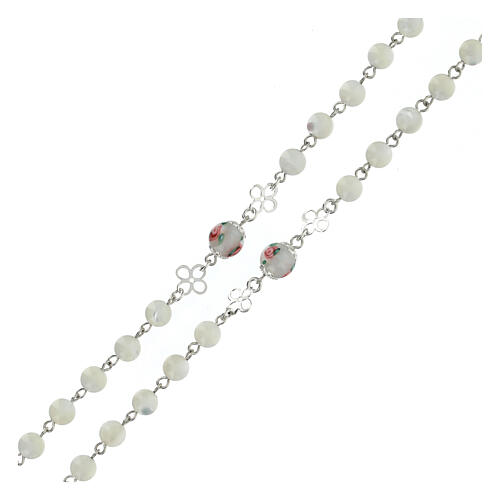Mother-of-pearl rosary of Saint Rita with small roses, 0.2 in beads 3