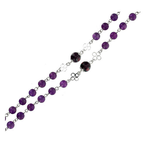 Amethyst rosary with small roses, 0.2 inches beads and 925 silver 3