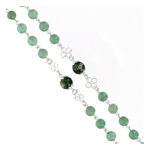 Aventurine rosary with small roses, 0.2 inches beads and 925 silver 3