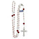 Rose quartz rosary of Saint Rita with small roses, 0.2 inches beads s4