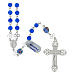 Blue agate rosary with small roses, 0.2 inches beads and 925 silver s1