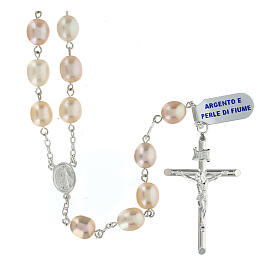 Rosary with Baroque freshwater pearls of 0.3 in and Miraculous Medal