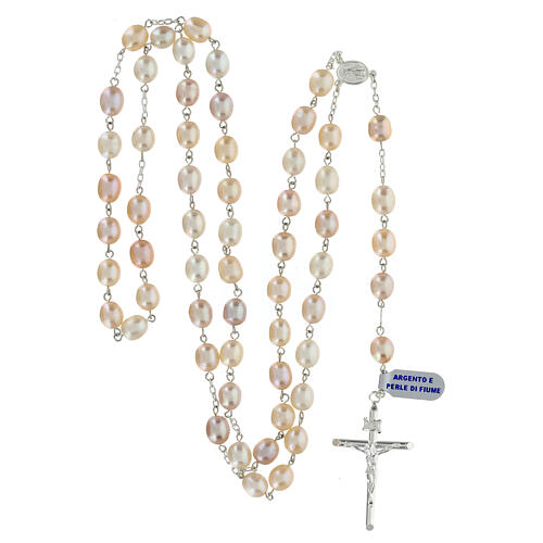Rosary with Baroque freshwater pearls of 0.3 in and Miraculous Medal 4