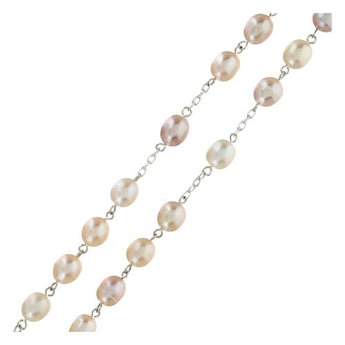 Miraculous medal rosary 8 mm baroque freshwater pearl 3