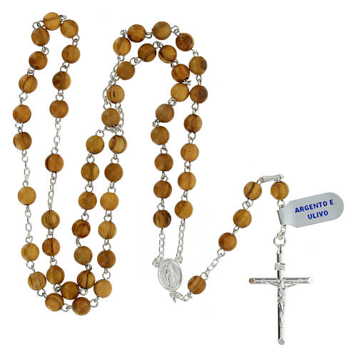 Olivewood rosary with 0.2 in beads and 925 silver 4