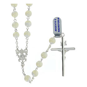 Virgin Mary rosary in 925 silver mother of pearl 8 mm