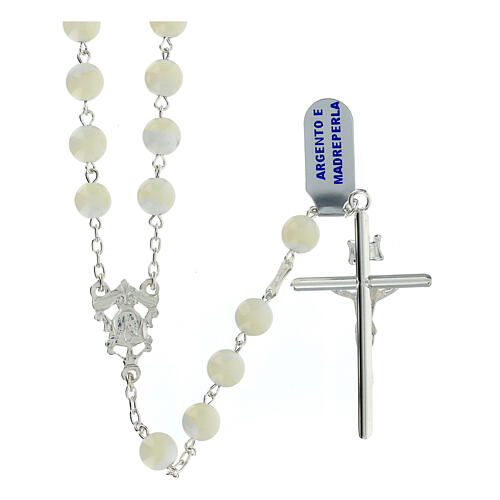 Virgin Mary rosary in 925 silver mother of pearl 8 mm 2