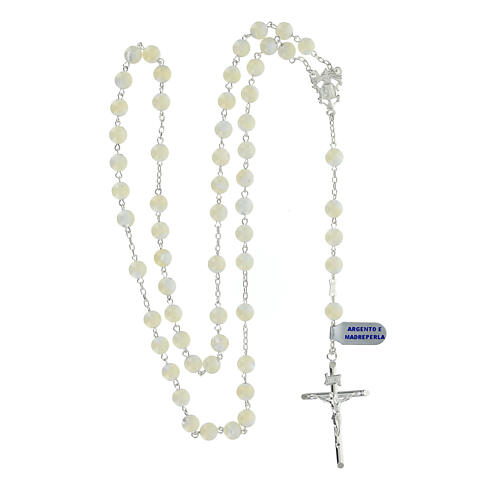Virgin Mary rosary in 925 silver mother of pearl 8 mm 4