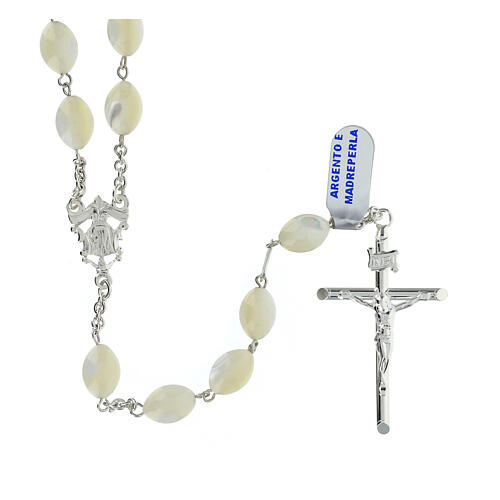 Rosary of 925 silver with oval pearls of 0.05x0.04 in 1