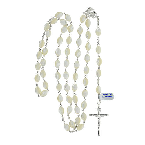 Rosary of 925 silver with oval pearls of 0.05x0.04 in 4