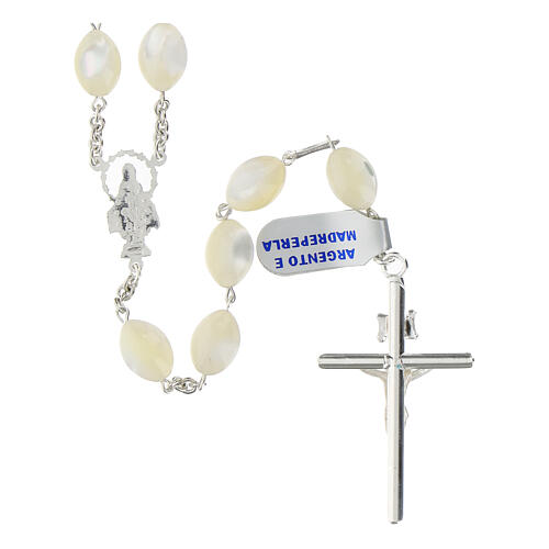 Oval mother-of-pearl rosary in 925 silver 12x9 mm 2