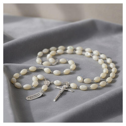 Oval mother-of-pearl rosary in 925 silver 12x9 mm 2