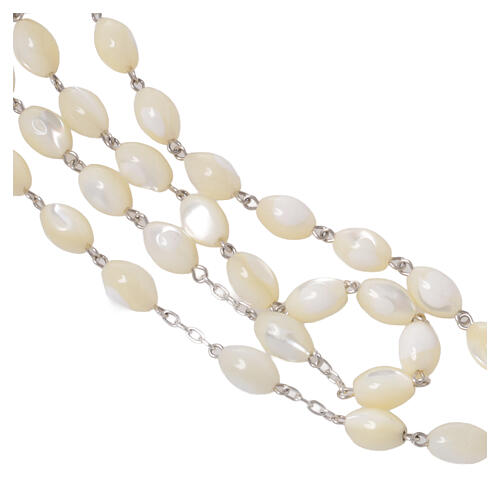 Oval mother-of-pearl rosary in 925 silver 12x9 mm 4