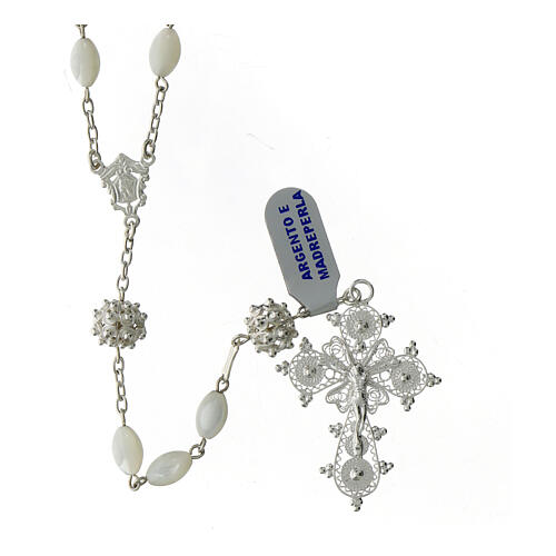 Filigree rosary of 800 silver with oval pearls of 0.04x0.02 in 1