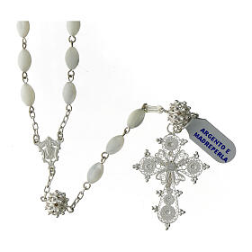 Oval mother-of-pearl 800 silver filigree rosary 9x6 cm