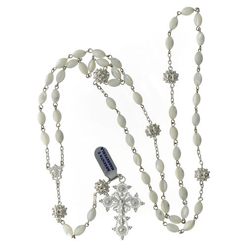 Oval mother-of-pearl 800 silver filigree rosary 9x6 cm 4