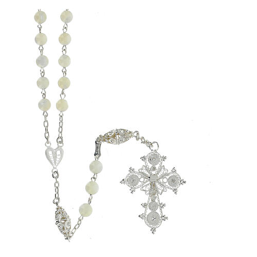 6 mm filigree rosary in 800 silver mother of pearl 2