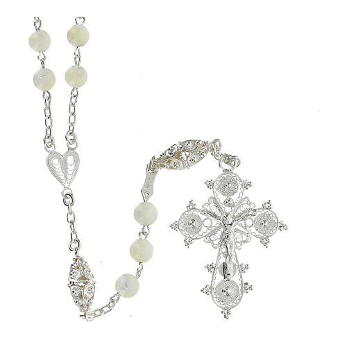 6 mm filigree rosary in 800 silver mother of pearl 5