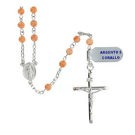 Rosary of 925 silver with 0.02 in coral beads