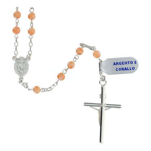 Rosary of 925 silver with 0.02 in coral beads 2
