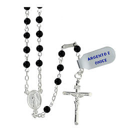 Rosary of 925 silver with 0.016 in onyx beads
