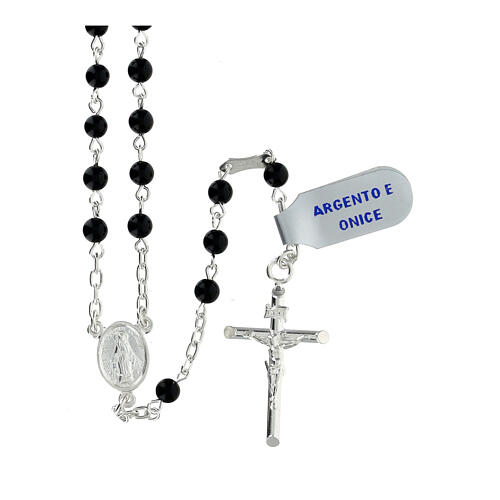 Rosary of 925 silver with 0.016 in onyx beads 1