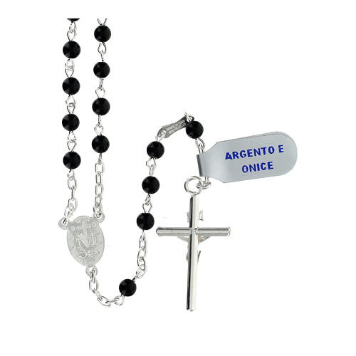 Rosary of 925 silver with 0.016 in onyx beads 2