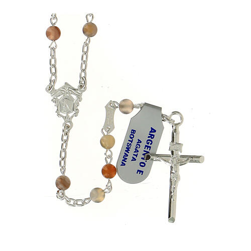 Rosary of 925 silver with 0.016 in Botswana agate beads 1