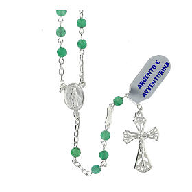 Rosary of 925 silver with 0.016 in faceted aventurine beads
