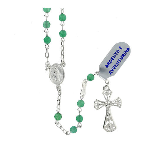 Rosary of 925 silver with 0.016 in faceted aventurine beads 1