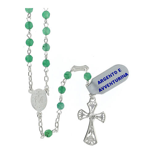 Rosary of 925 silver with 0.016 in faceted aventurine beads 2
